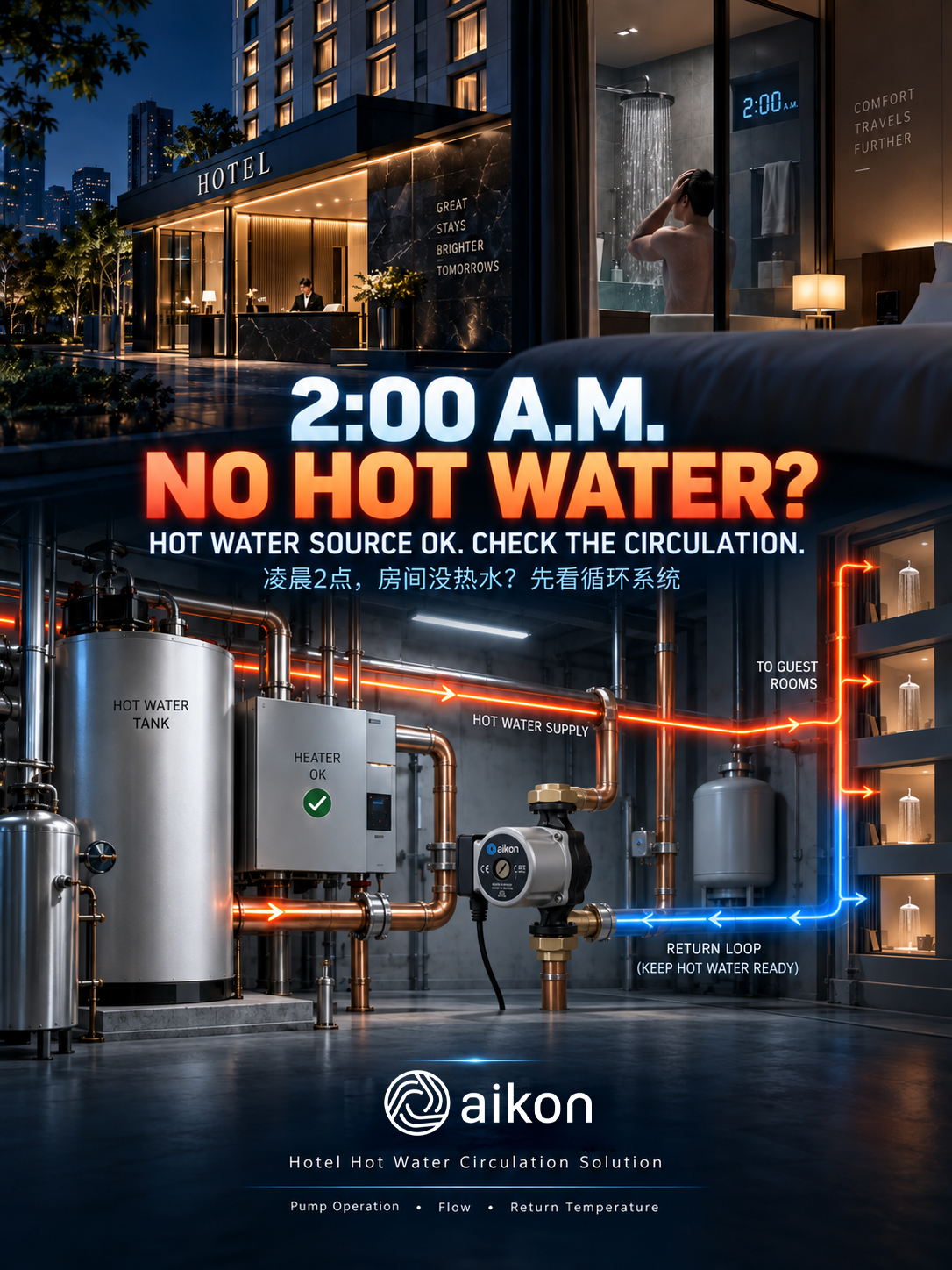 2:00 A.M. — No Hot Water in the Hotel Room? Check the Circulation System